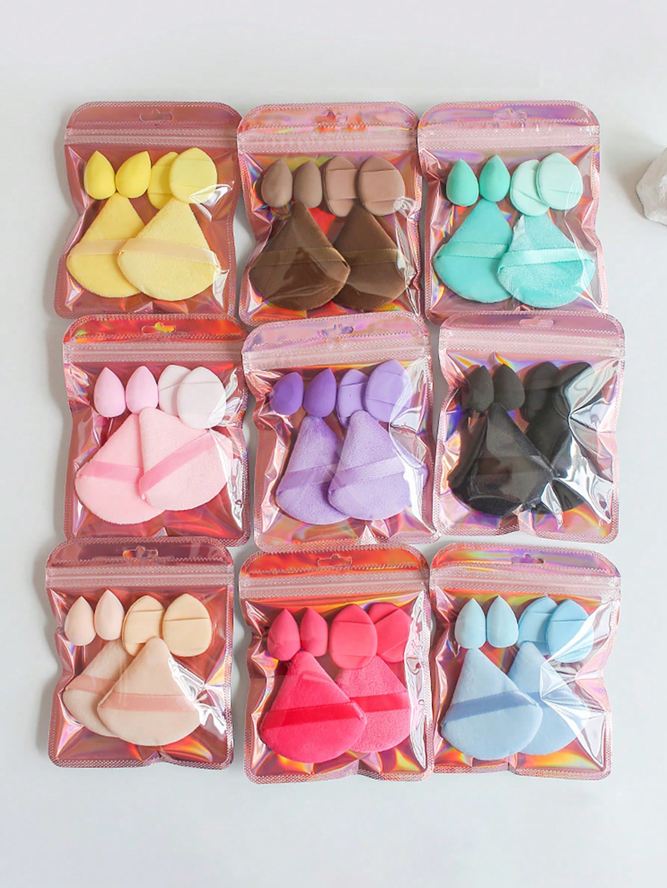 Beauty Makeup Egg - 6Pcs Laser bag triangle powder puff,