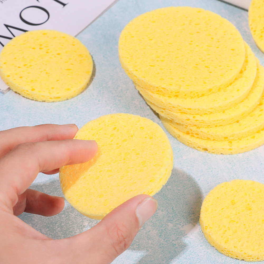 10pcs 6-9cm Yellow Face Round  - огляд і ціна Cosmetic Sponge