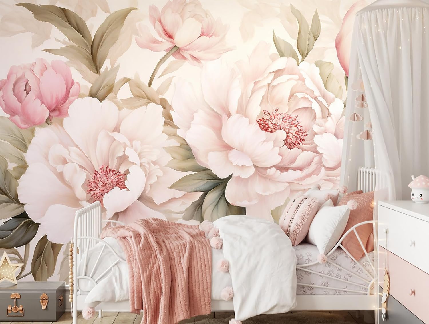 Elegant Peony Floral Mural Wal - огляд і ціна Beauty Makeup Desk
