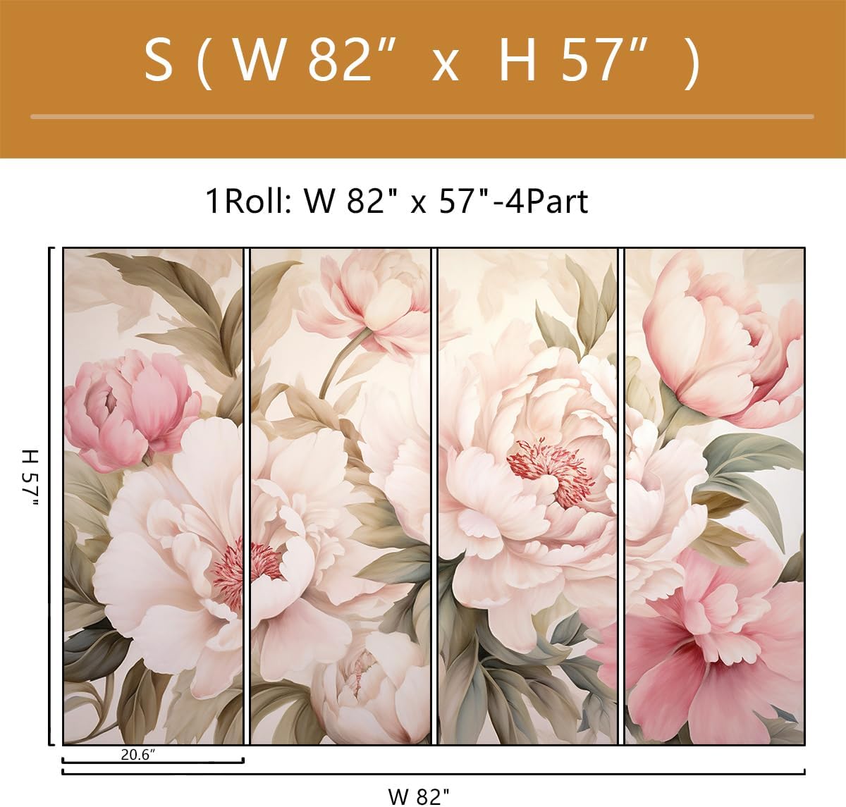 Elegant Peony Floral Mural Wal - огляд і ціна Beauty Makeup Desk
